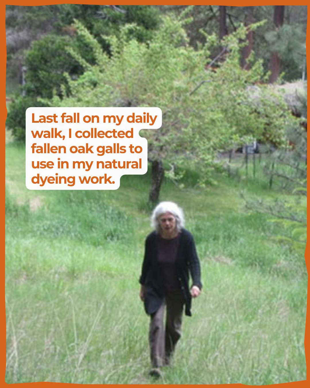 woman walking in grassy field