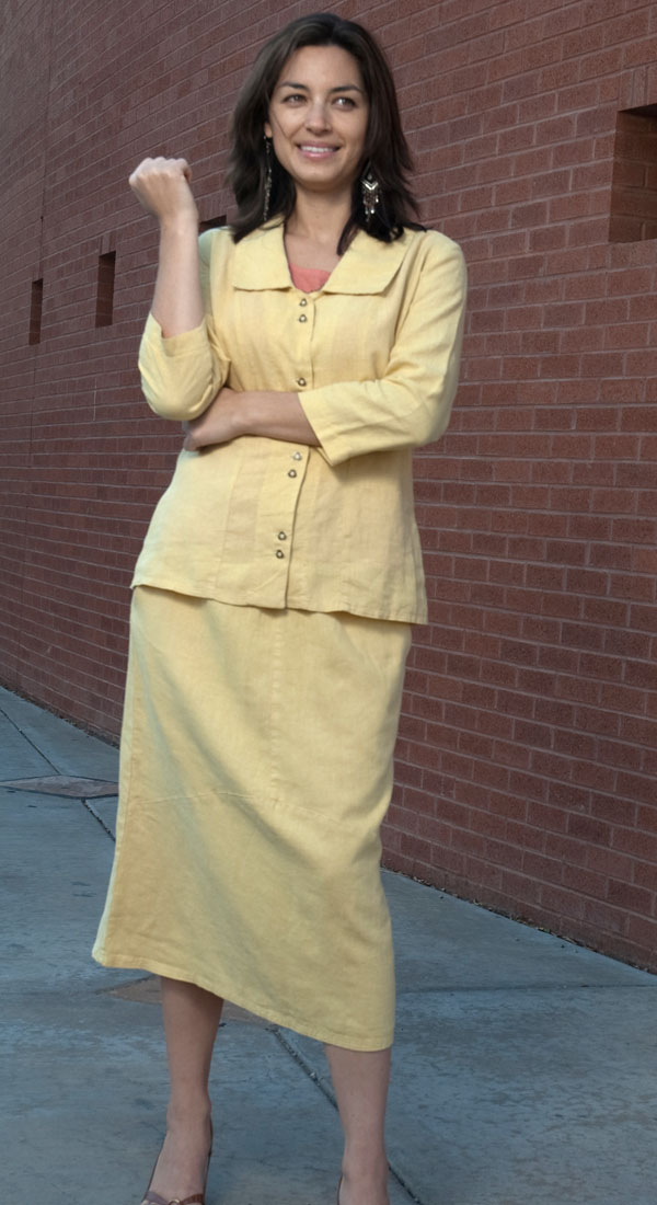 Women's button top and elasticized skirt in comfy hemp - Tencel