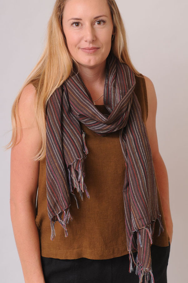 cotton striped scarf hand dyed and handwoven