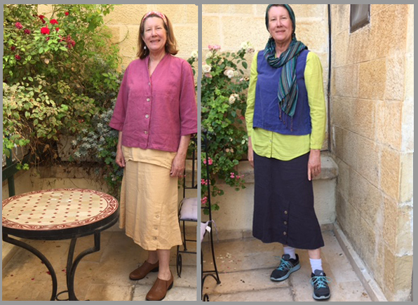 Some of the many way to wear a long travel skirt