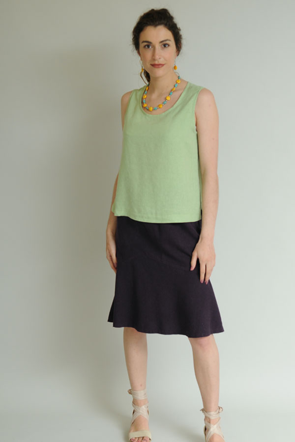 Green Tea Tank Top with Plum Flip Skirt: a cool summer combo.