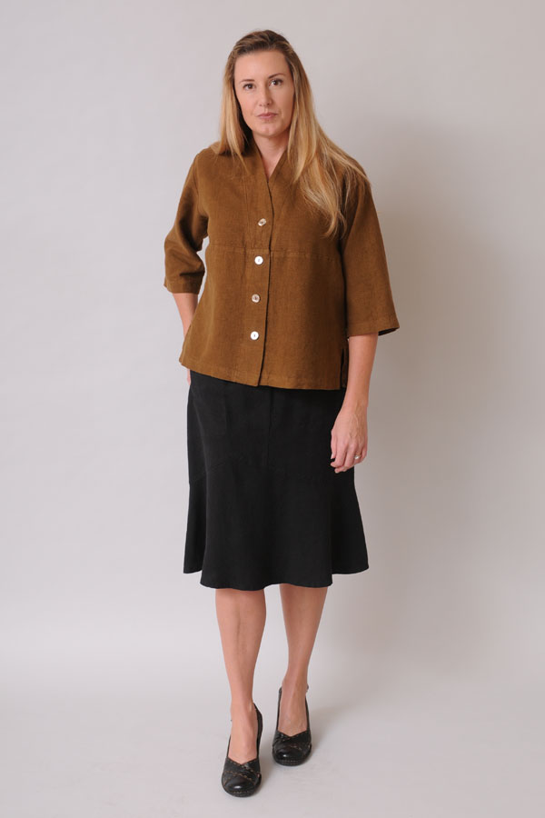 Sympatico’s collection has alway embodied the qualities the UN’s new climate report urges. (Tuxedo Top and Flip Skirt.) 