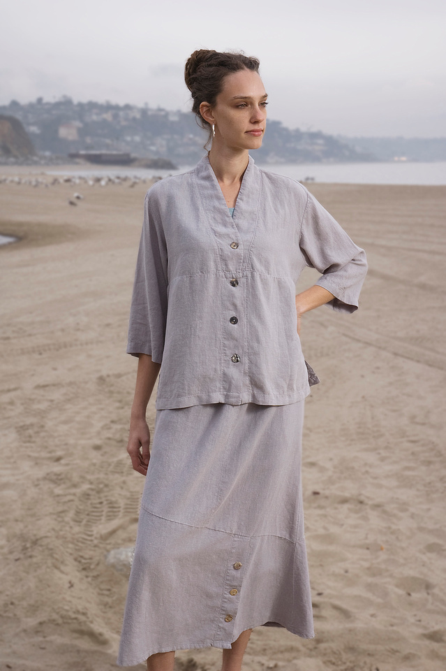 Light weight button-up top and long skirt in hemp - Tencel