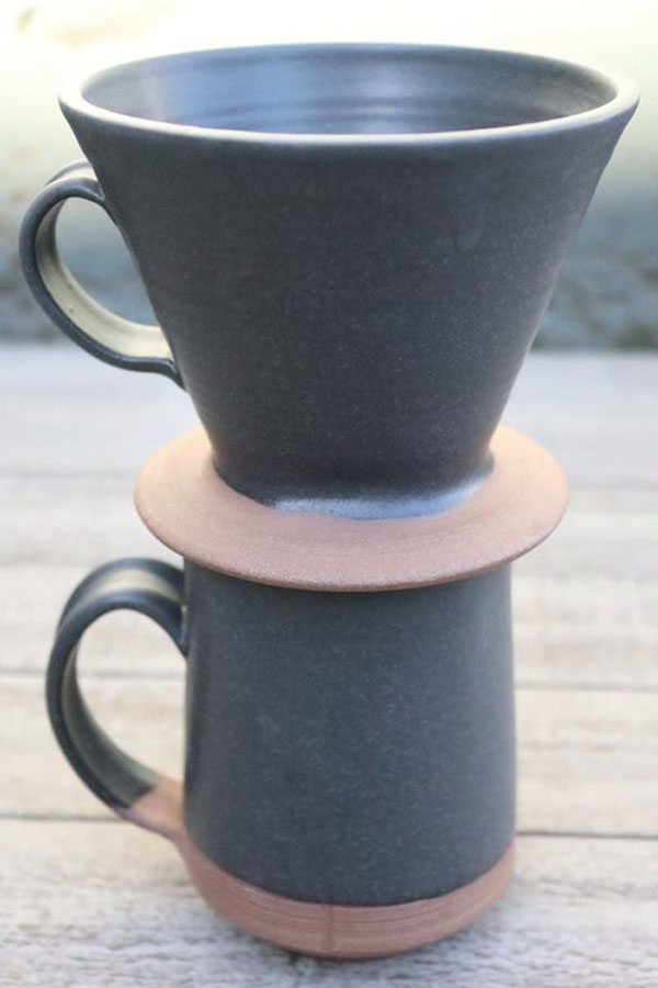 Pour Over Coffee Brewing Pitcher and cone, Lisa Eldredge Ceramics
