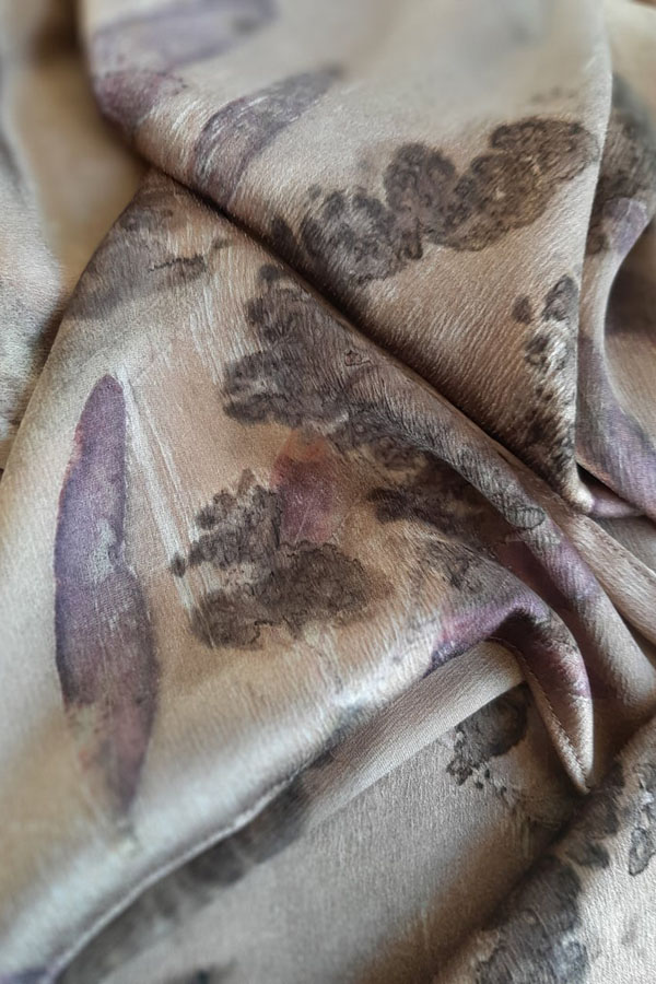 One of a kind eco printed silk chiffon scarf