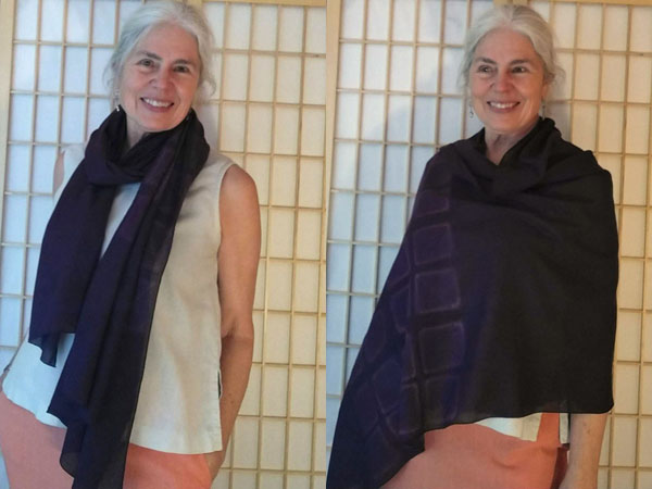 This organic cotton voile from my stash compresses nicely for warmth but also doubles as a summer wrap.