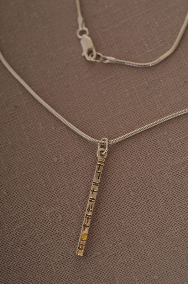 Silver Minimalist Pendant Necklace with 18K Gold