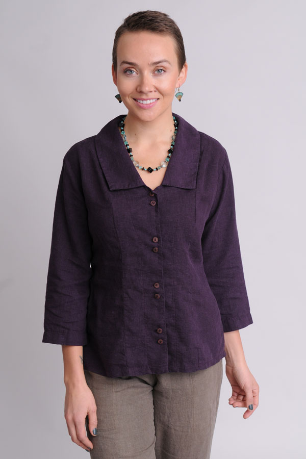 button up hemp and tencel top