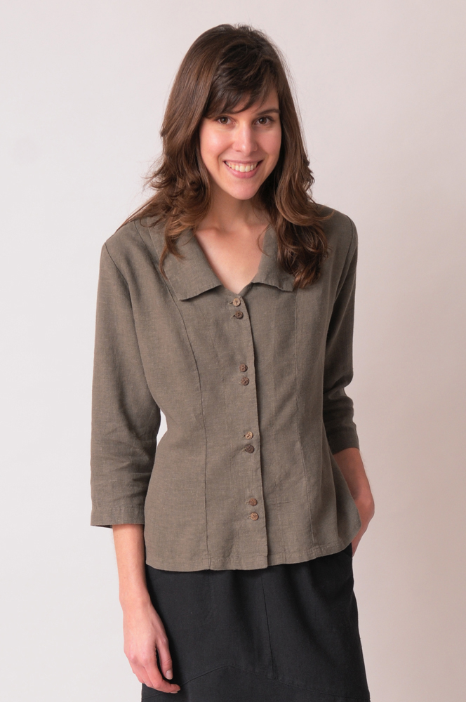 Our hemp-Tencel top in Bayleaf coordinates beautifully.