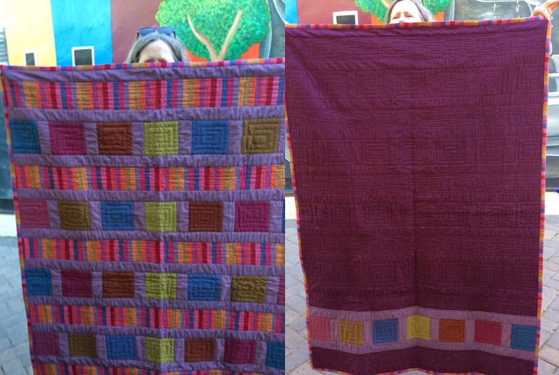 Front and Back of Rhonda's Quilt Made from Scraps