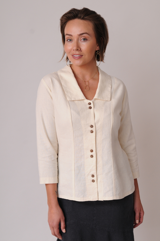 Each batch of Natural fabric varies slightly as is the case with this creamy Princess Top.