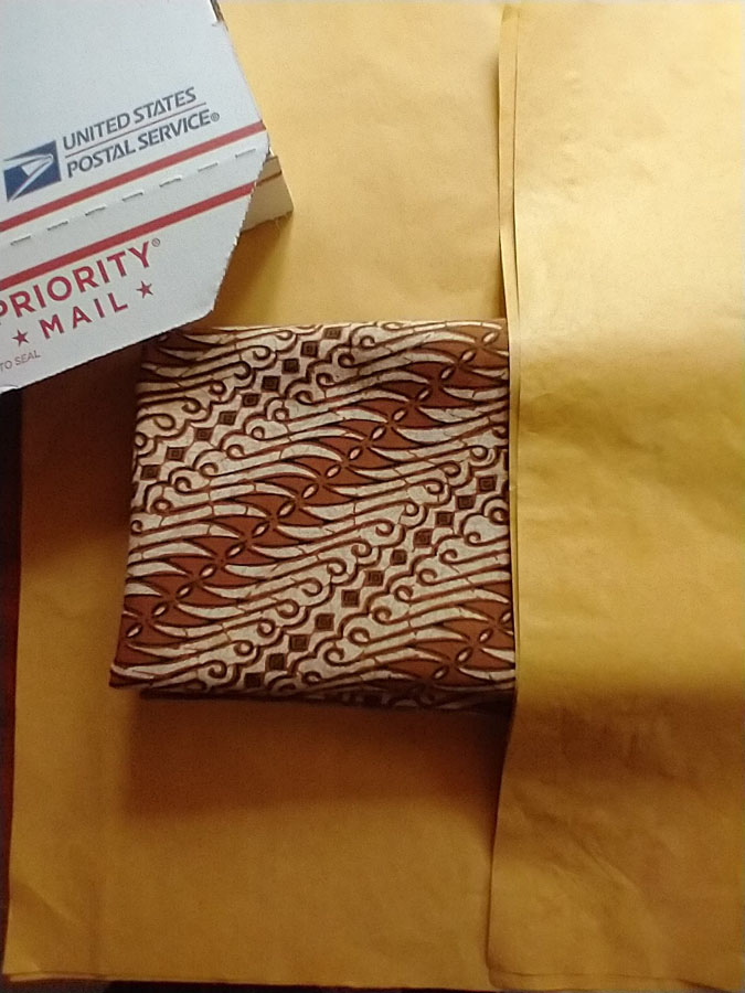 Though Sympatico keeps shipping materials minimal, popping this Batik Scarf in a box cries out for a little tissue paper that I hope you’ll recycle. 