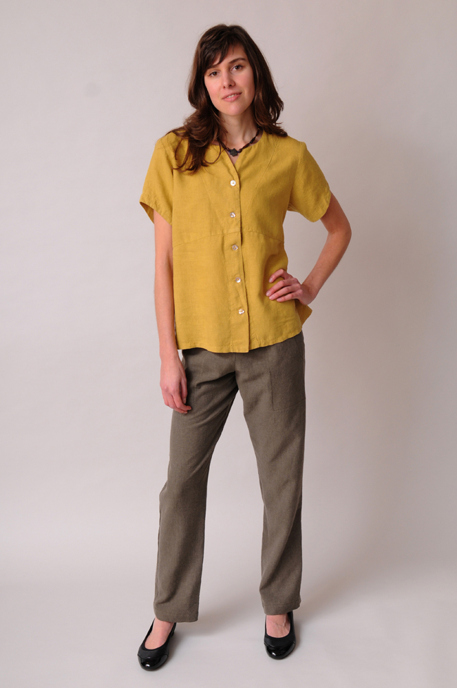 A pair of hemp - Tencel Stovepipe Pants looks smart below a Swallowtail Top.